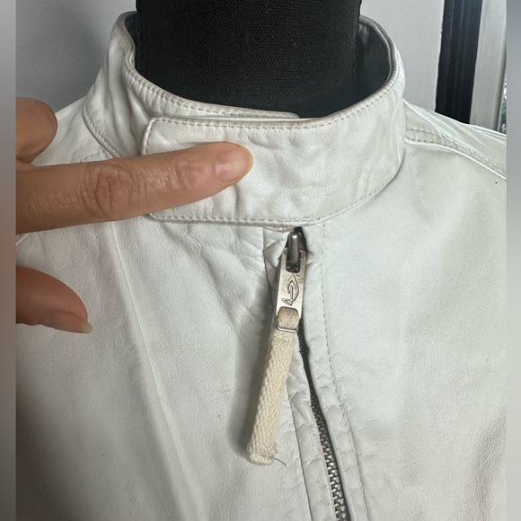 Vintage Diesel White Leather Zip-Up Jacket - Picture 8 of 17
